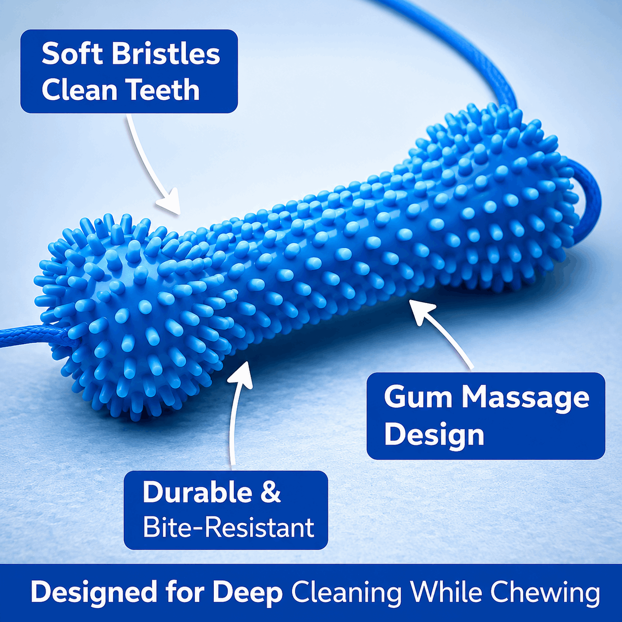 Features of Bright Bite dog toothbrush chew toy 